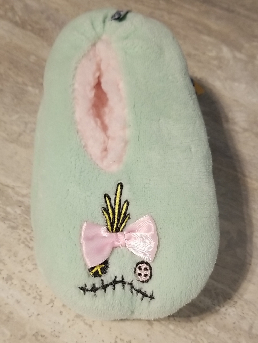 Disney stitch Mint Plush Kids Slipper with Pink Bow Accent Size M-L